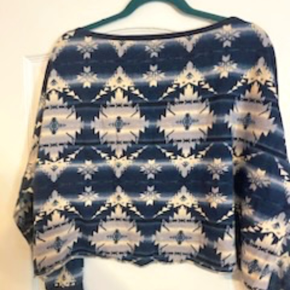 Denim and Supply Ralph Lauren -  Blue Aztec Sweater Cropped Sweatshirt